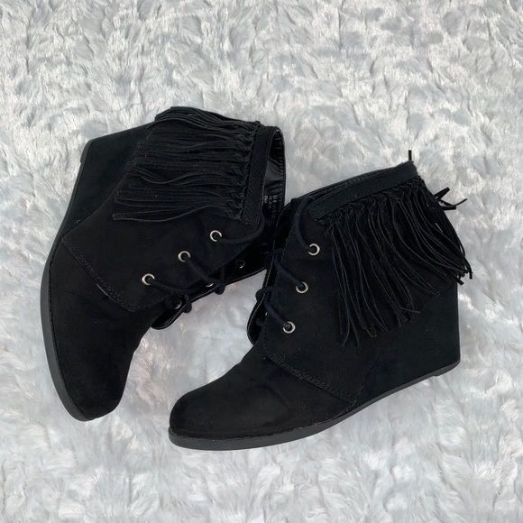 Sugar Mystic Fringe Wedge Bootie - Picture 4 of 13